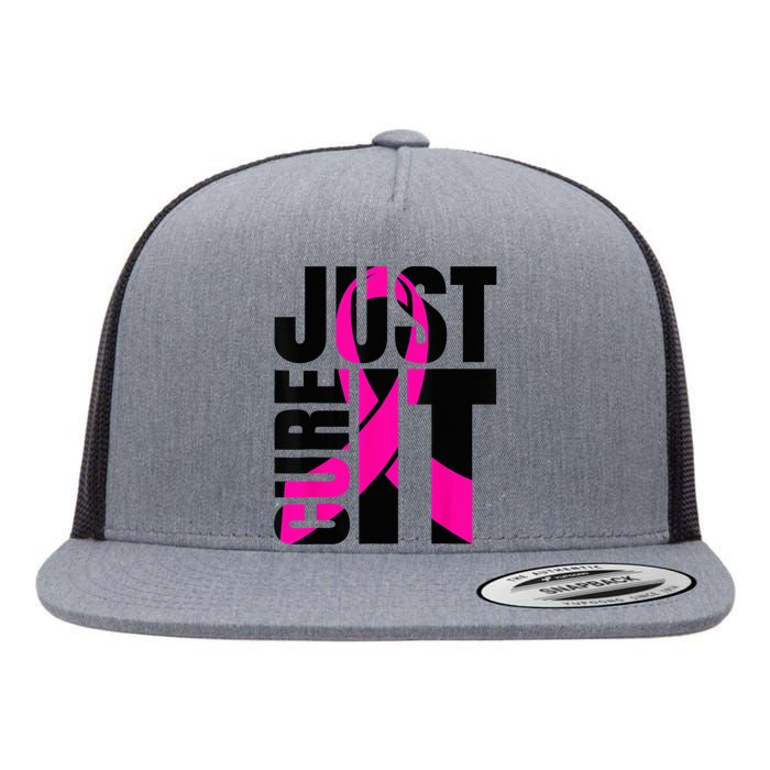 Just Cure It Breast Cancer Awareness Shirts Ribbon Shirt Flat Bill Trucker Hat