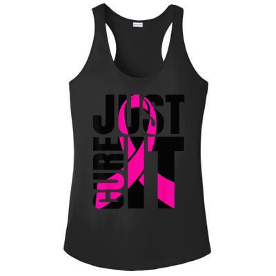 Just Cure It Breast Cancer Awareness Shirts Ribbon Shirt Ladies PosiCharge Competitor Racerback Tank