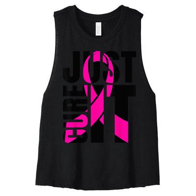 Just Cure It Breast Cancer Awareness Shirts Ribbon Shirt Women's Racerback Cropped Tank