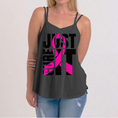 Just Cure It Breast Cancer Awareness Shirts Ribbon Shirt Women's Strappy Tank