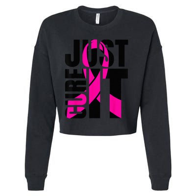 Just Cure It Breast Cancer Awareness Shirts Ribbon Shirt Cropped Pullover Crew