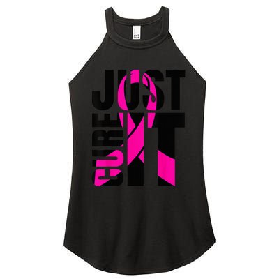 Just Cure It Breast Cancer Awareness Shirts Ribbon Shirt Women’s Perfect Tri Rocker Tank