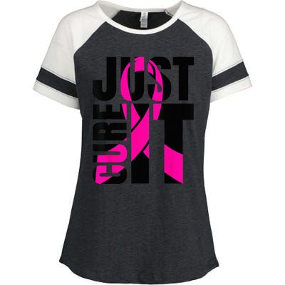 Just Cure It Breast Cancer Awareness Shirts Ribbon Shirt Enza Ladies Jersey Colorblock Tee