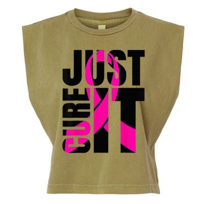 Just Cure It Breast Cancer Awareness Shirts Ribbon Shirt Garment-Dyed Women's Muscle Tee