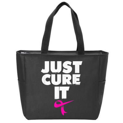 Just Cure iShirt Breast Cancer Awareness Shirt Zip Tote Bag