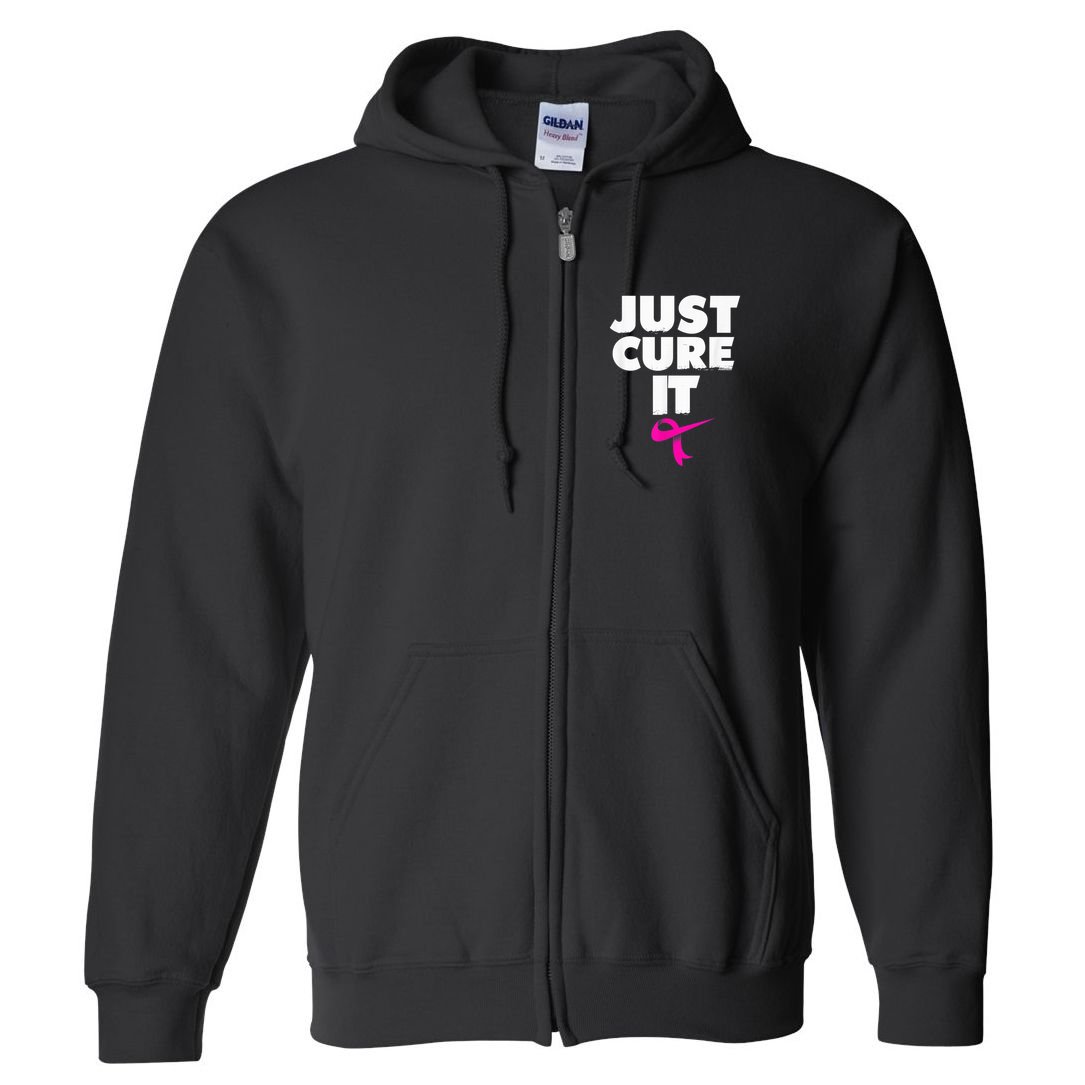 Just Cure iShirt Breast Cancer Awareness Shirt Full Zip Hoodie