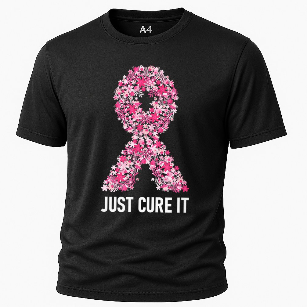 Just Cure It Pink Ribbon Breast Cancer Awareness Cooling Performance Crew T-Shirt