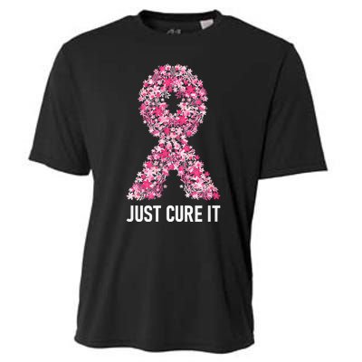 Just Cure It Pink Ribbon Breast Cancer Awareness Cooling Performance Crew T-Shirt