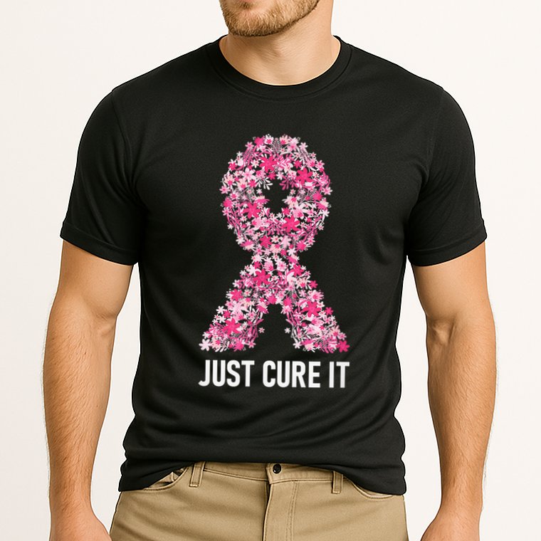 Just Cure It Pink Ribbon Breast Cancer Awareness Cooling Performance Crew T-Shirt
