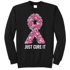 Just Cure It Pink Ribbon Breast Cancer Awareness Sweatshirt