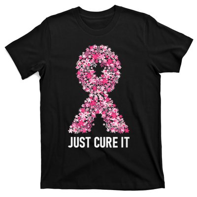 Just Cure It Pink Ribbon Breast Cancer Awareness T-Shirt