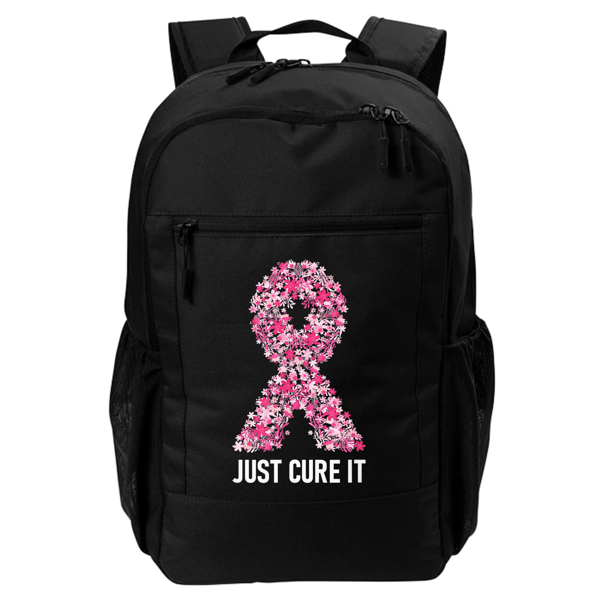 Just Cure It Pink Ribbon Breast Cancer Awareness Backpack