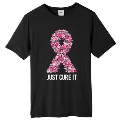 Just Cure It Pink Ribbon Breast Cancer Awareness Tall Fusion ChromaSoft Performance T-Shirt