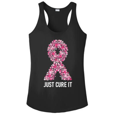 Just Cure It Pink Ribbon Breast Cancer Awareness Ladies PosiCharge Competitor Racerback Tank