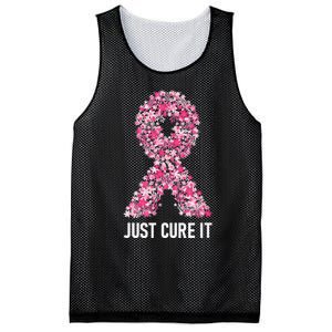 Just Cure It Pink Ribbon Breast Cancer Awareness Mesh Reversible Basketball Jersey Tank