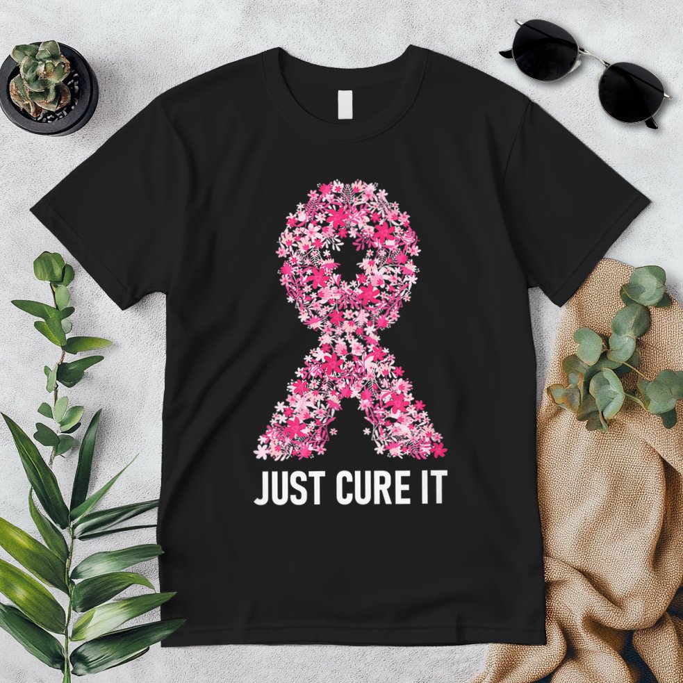 Just Cure It Pink Ribbon Breast Cancer Awareness Premium T-Shirt