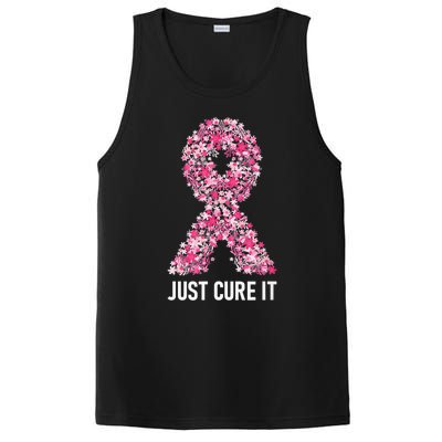 Just Cure It Pink Ribbon Breast Cancer Awareness PosiCharge Competitor Tank