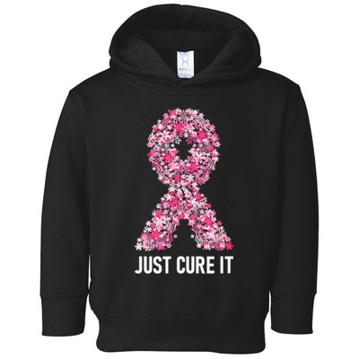 Just Cure It Pink Ribbon Breast Cancer Awareness Toddler Hoodie