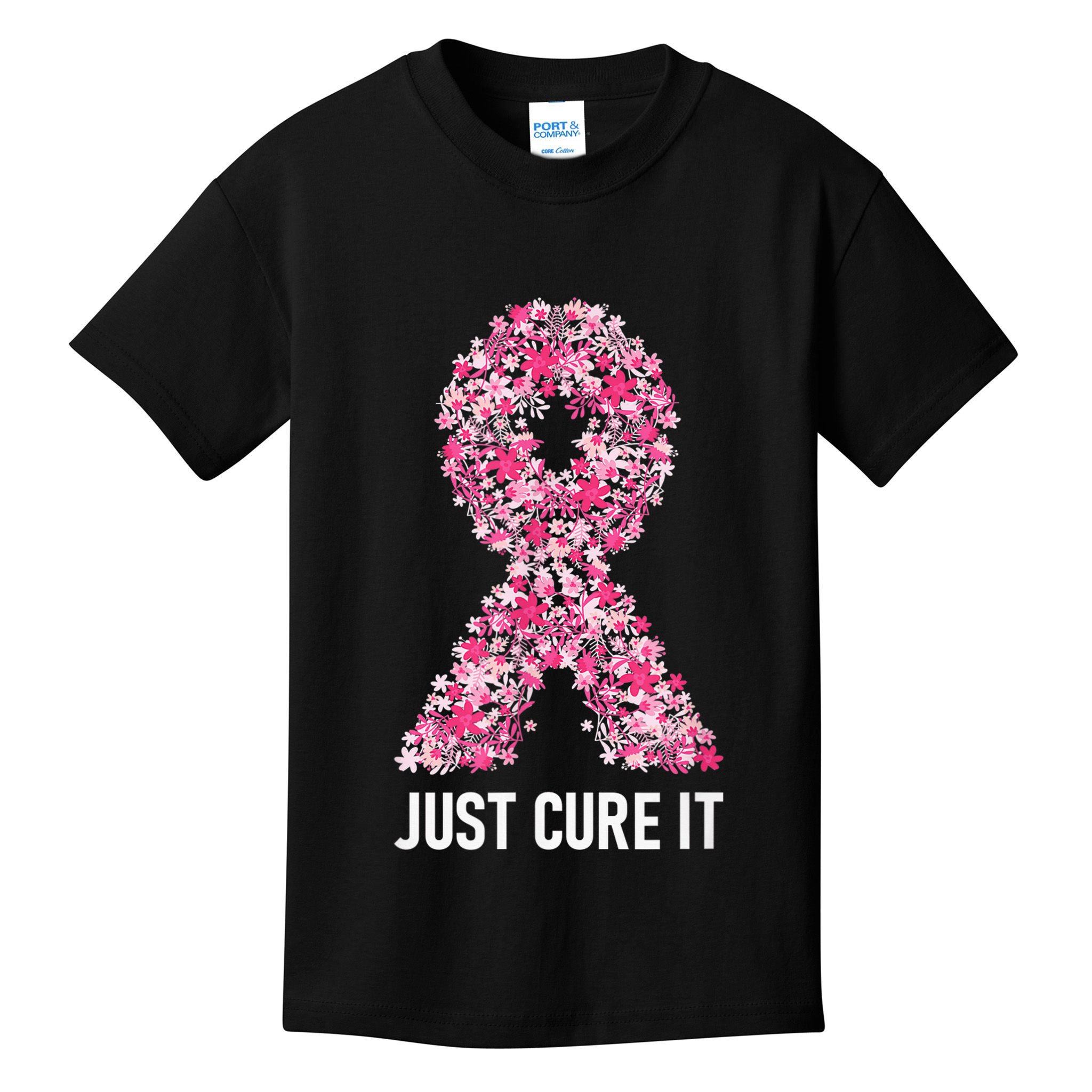 Just Cure It Pink Ribbon Breast Cancer Awareness Kids T-Shirt