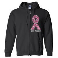 Just Cure It Pink Ribbon Breast Cancer Awareness Full Zip Hoodie