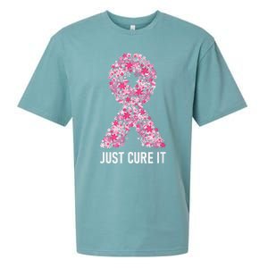 Just Cure It Pink Ribbon Breast Cancer Awareness Sueded Cloud Jersey T-Shirt