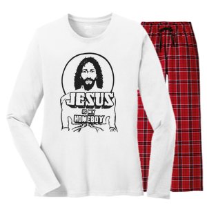 Jesus Christian Is My Homeboy Funny God Women's Long Sleeve Flannel Pajama Set 