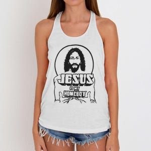 Jesus Christian Is My Homeboy Funny God Women's Knotted Racerback Tank