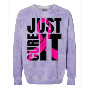 Just Cure It Breast Cancer Awareness Shirts Ribbon Shirt Colorblast Crewneck Sweatshirt