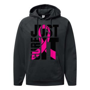 Just Cure It Breast Cancer Awareness Shirts Ribbon Shirt Performance Fleece Hoodie