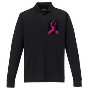 Just Cure It Breast Cancer Awareness Shirts Ribbon Shirt Performance Long Sleeve Polo