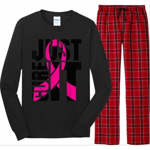 Just Cure It Breast Cancer Awareness Shirts Ribbon Shirt Long Sleeve Pajama Set