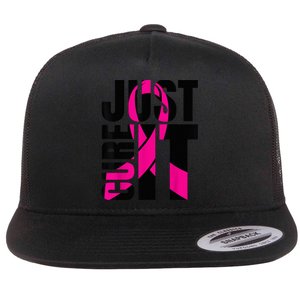 Just Cure It Breast Cancer Awareness Shirts Ribbon Shirt Flat Bill Trucker Hat