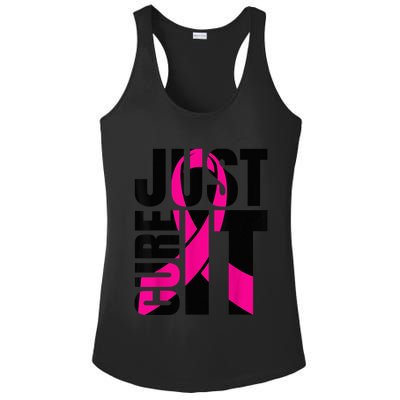 Just Cure It Breast Cancer Awareness Shirts Ribbon Shirt Ladies PosiCharge Competitor Racerback Tank