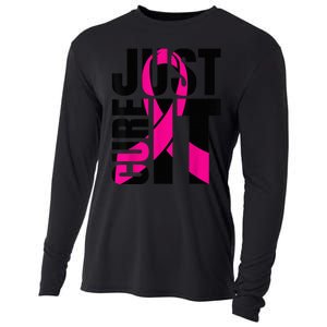 Just Cure It Breast Cancer Awareness Shirts Ribbon Shirt Cooling Performance Long Sleeve Crew