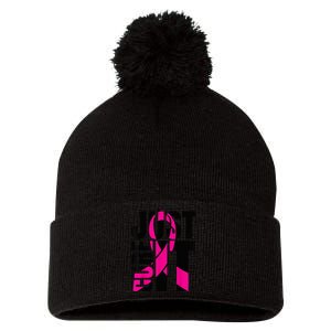 Just Cure It Breast Cancer Awareness Shirts Ribbon Shirt Pom Pom 12in Knit Beanie