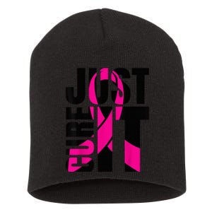 Just Cure It Breast Cancer Awareness Shirts Ribbon Shirt Short Acrylic Beanie