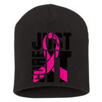 Just Cure It Breast Cancer Awareness Shirts Ribbon Shirt Short Acrylic Beanie