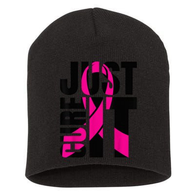 Just Cure It Breast Cancer Awareness Shirts Ribbon Shirt Short Acrylic Beanie