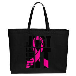 Just Cure It Breast Cancer Awareness Shirts Ribbon Shirt Cotton Canvas Jumbo Tote