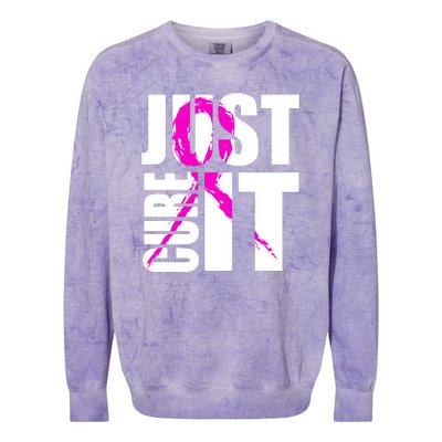 Just Cure It Breast Cancer Awareness Pink Ribbon Colorblast Crewneck Sweatshirt