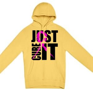 Just Cure It Breast Cancer Awareness Pink Ribbon Premium Pullover Hoodie