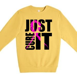 Just Cure It Breast Cancer Awareness Pink Ribbon Premium Crewneck Sweatshirt