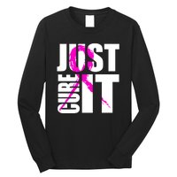 Just Cure It Breast Cancer Awareness Pink Ribbon Long Sleeve Shirt