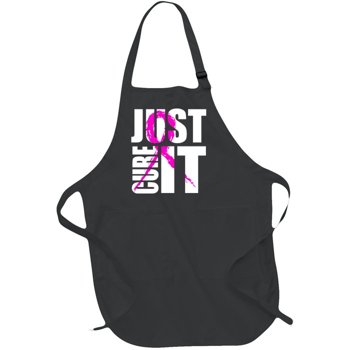 Just Cure It Breast Cancer Awareness Pink Ribbon Full-Length Apron With Pockets