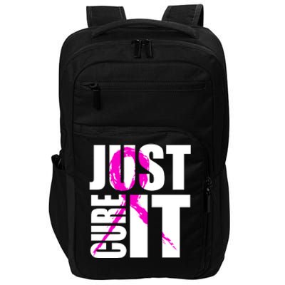 Just Cure It Breast Cancer Awareness Pink Ribbon Impact Tech Backpack