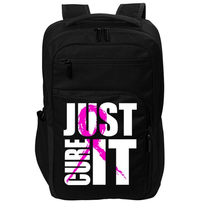 Just Cure It Breast Cancer Awareness Pink Ribbon Impact Tech Backpack