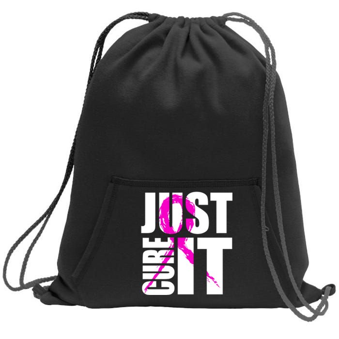 Just Cure It Breast Cancer Awareness Pink Ribbon Sweatshirt Cinch Pack Bag