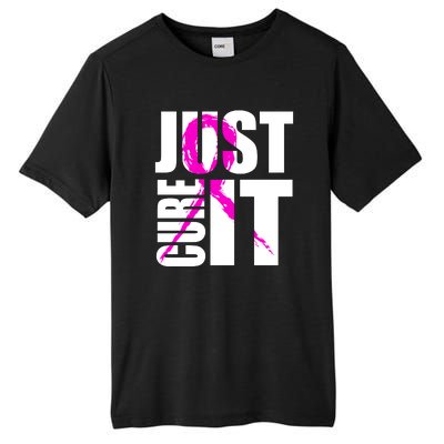 Just Cure It Breast Cancer Awareness Pink Ribbon Tall Fusion ChromaSoft Performance T-Shirt