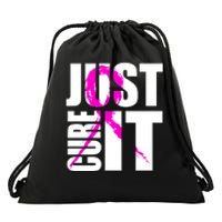 Just Cure It Breast Cancer Awareness Pink Ribbon Drawstring Bag