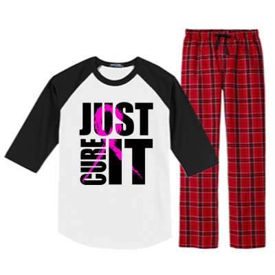 Just Cure It Breast Cancer Awareness Pink Ribbon Raglan Sleeve Pajama Set